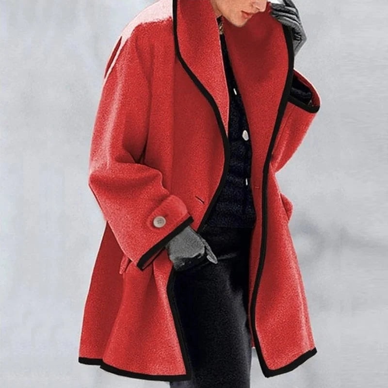 Iratxe Oversized Longline Women's Trench Coat with Contrast Trim