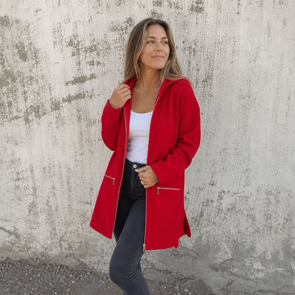 Women's Longline Open-Front Hooded Knit Jacket