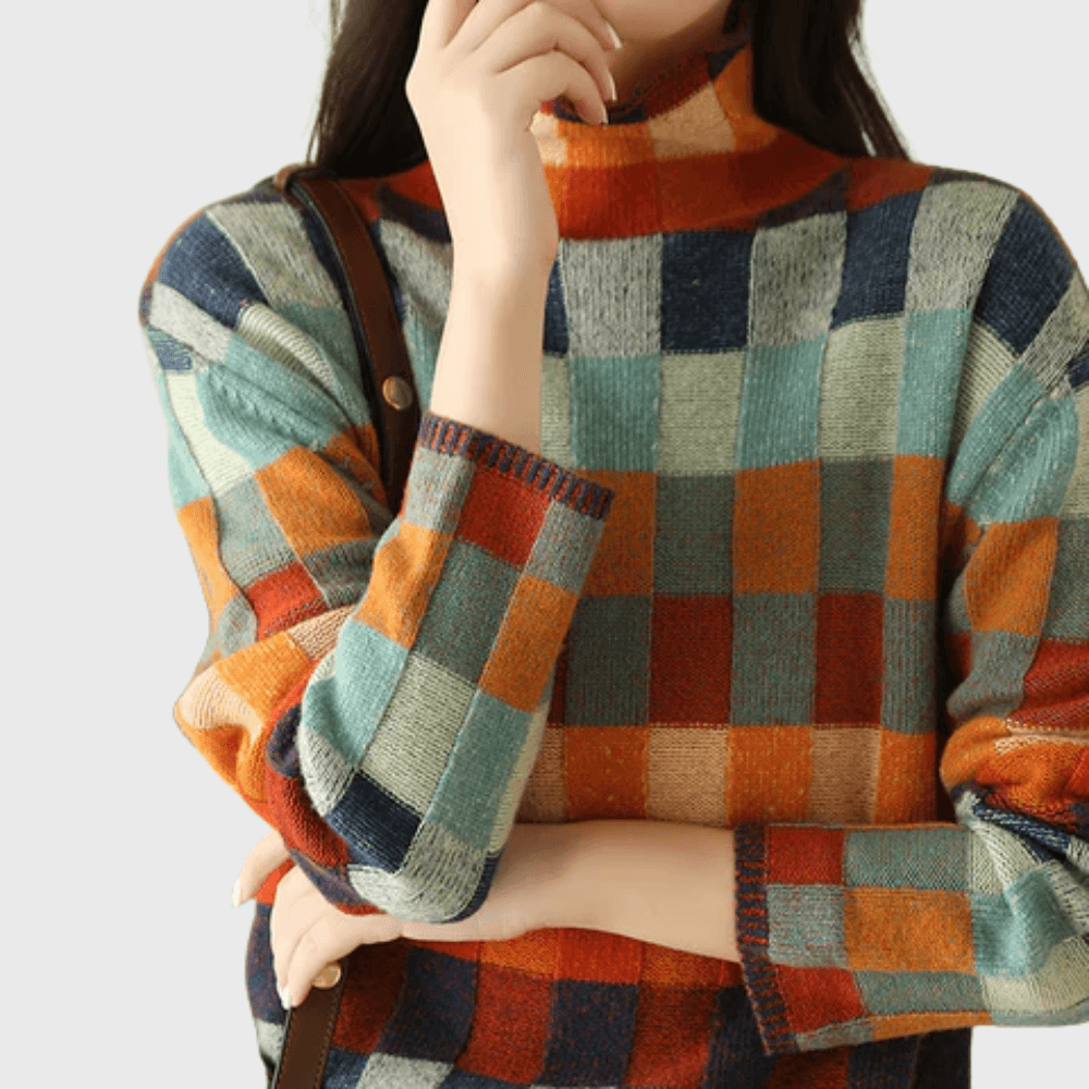 Rachele Color-Block Crew Neck Women's Knit Sweater
