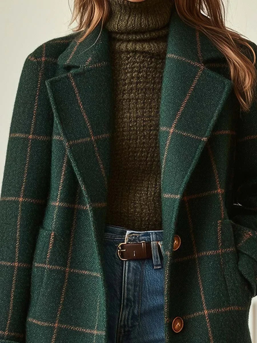 Deirdre Women's Plaid Notch-Lapel Oversized Wool-Blend Winter Coat