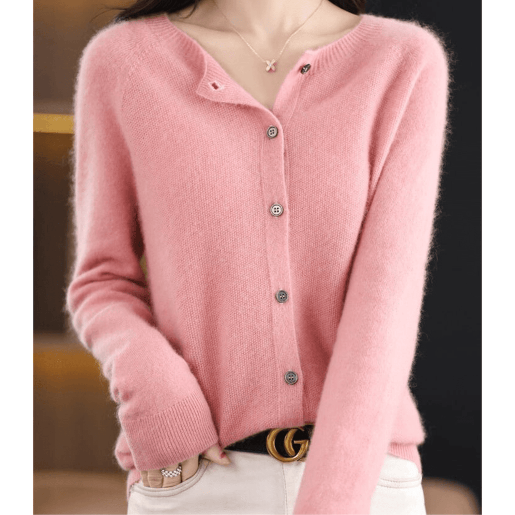 Niki Button-Front Women's Knitted Cardigan Sweater in Merino Cashmere Blend