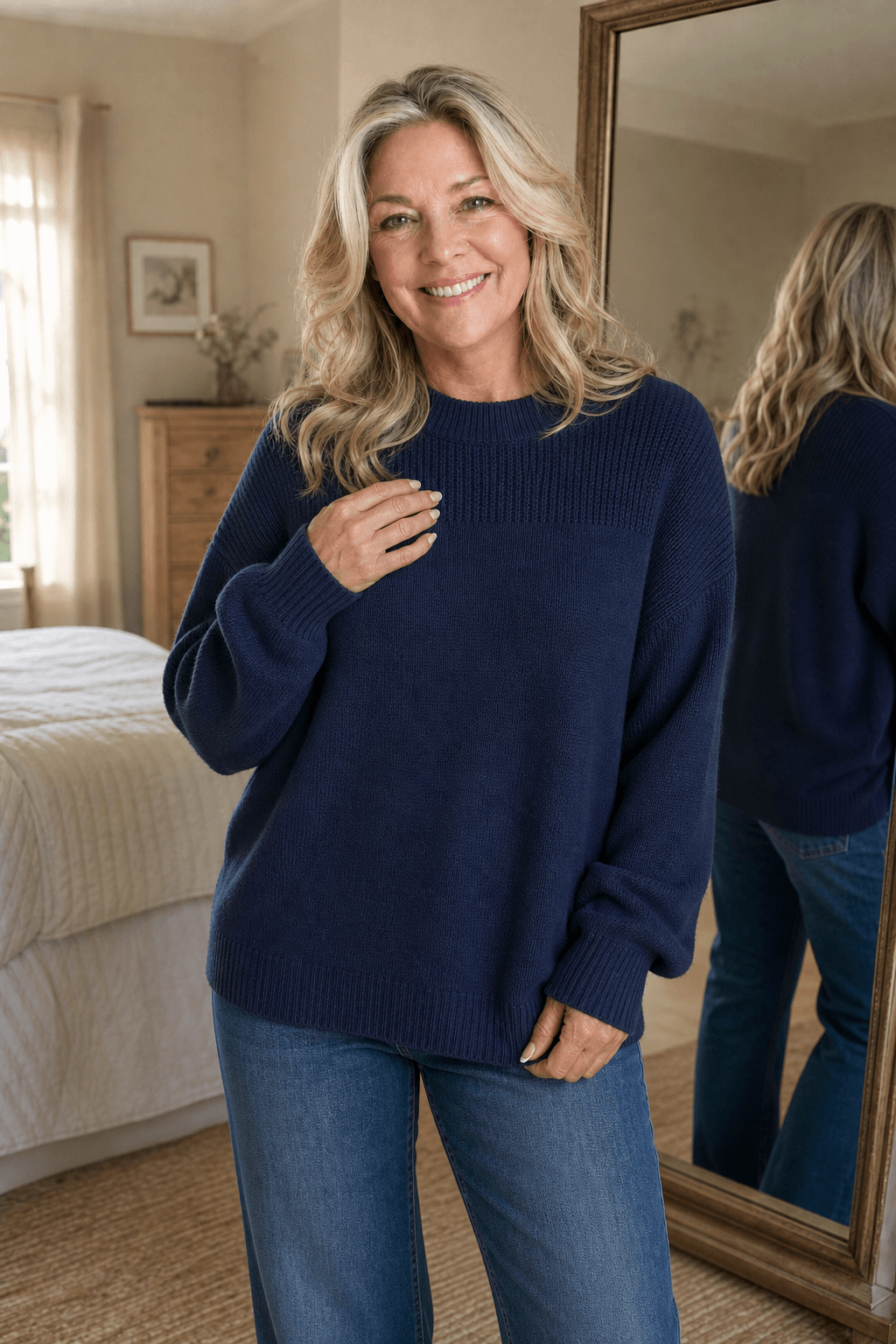 Women's Ribbed Dropped-Shoulder Oversized Knit Sweater