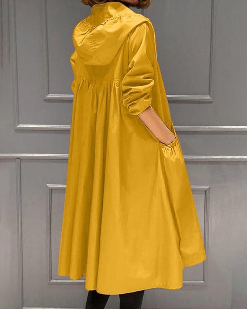 Maialen Hooded Oversized Cotton-Blend Trench Coat for Women