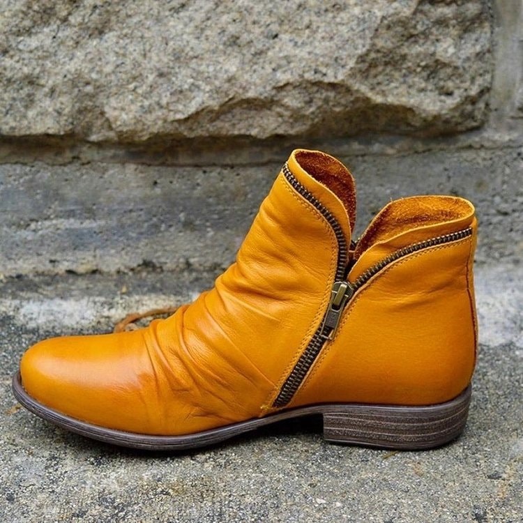 Ruched Ankle Boots with Side Zipper for Fall Boots Wardrobe