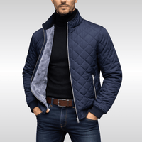 Men's Diamond-Quilted Fleece-Lined Jacket with Stand Collar