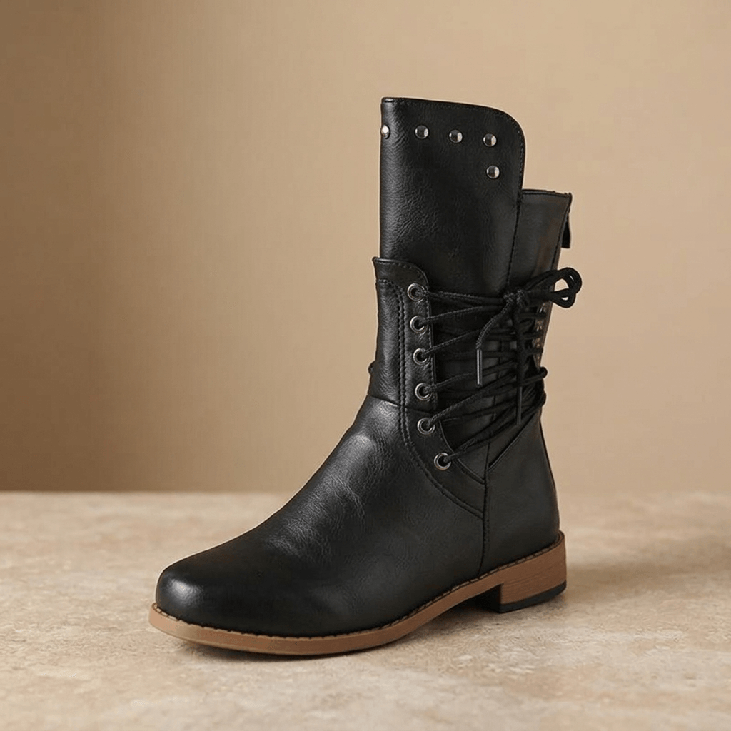 Westlyn Studded Lace-Up Ankle Boots with Wool Lining for Women