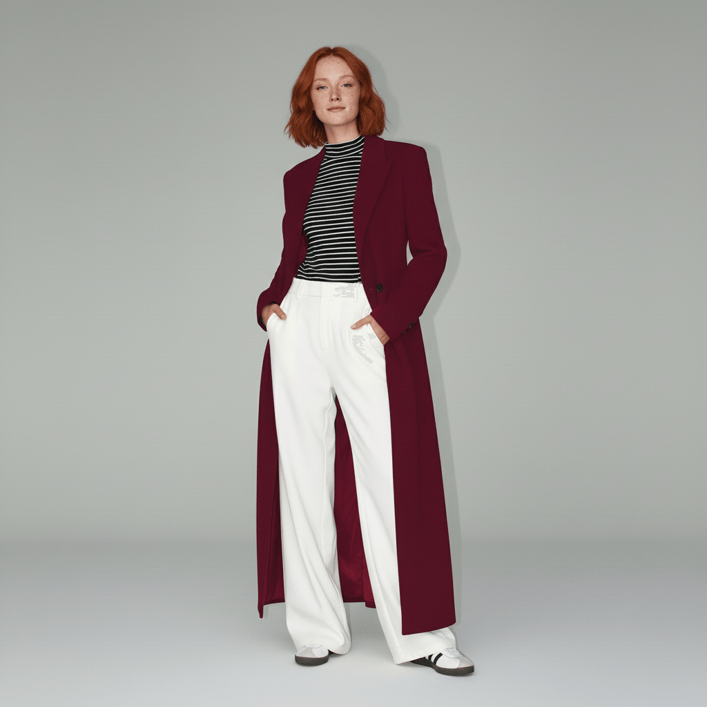 Women's Long Slim-Fit Tailored Maxi Coat with Peak Lapels and Full Lining