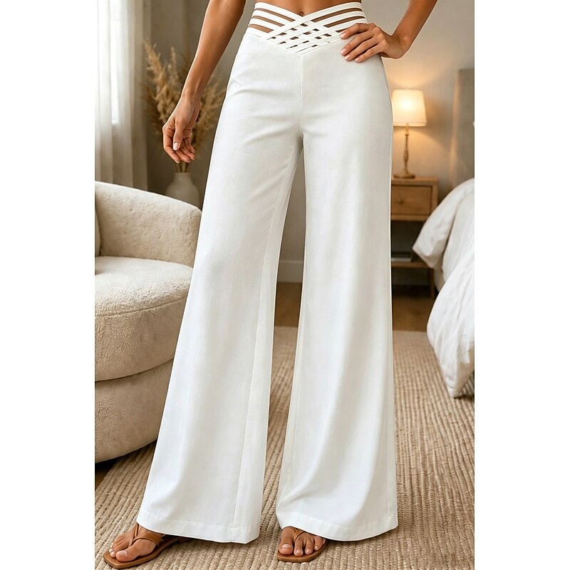 Sienna High-Waisted Wide-Leg Women's Tailored Pants in Woven Blend