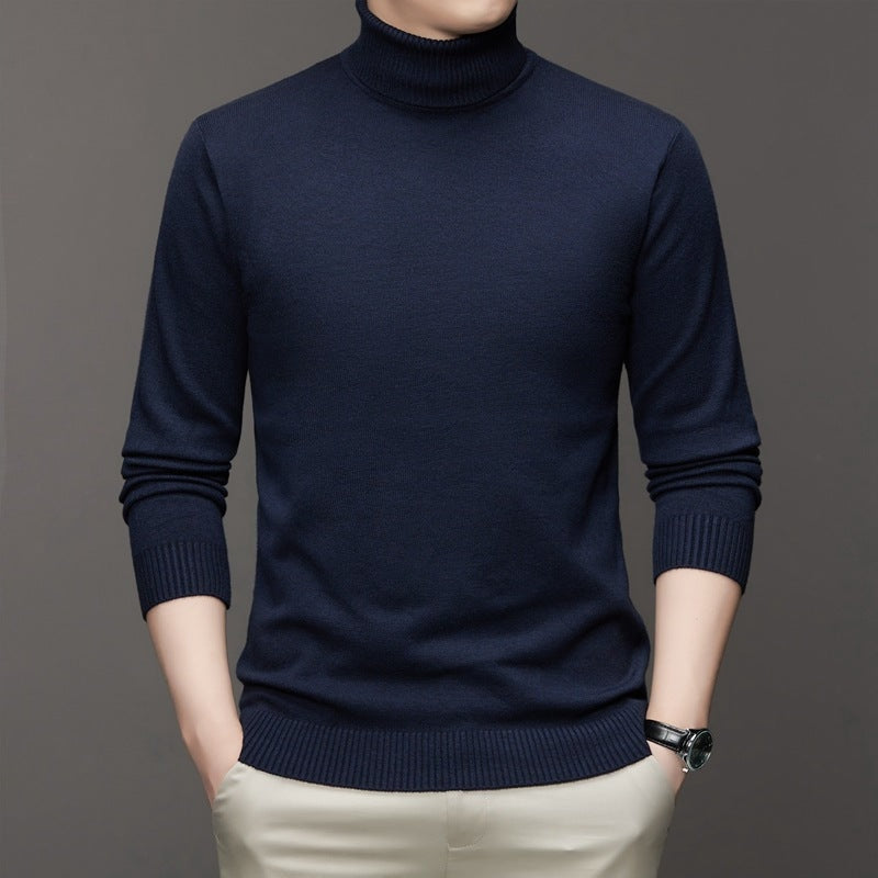 Ribbed Turtleneck Pullover Mens Sweaters with Long Sleeves for Fall Layering