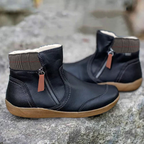 Aenor Side-Zip Ankle Boots with Contrast Cuff for Women