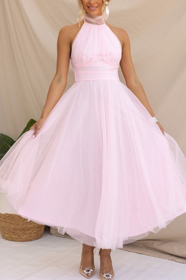 Aylin Tulle Halter-Neck Midi Homecoming Dresses for Prom Night