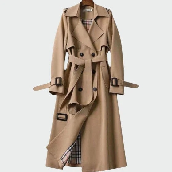 Orlaith Belted Double-Breasted Women's Trench Coat with Notched Lapel