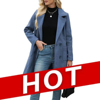 Unn Double-Breasted Notch-Lapel Longline Winter Coat for Women