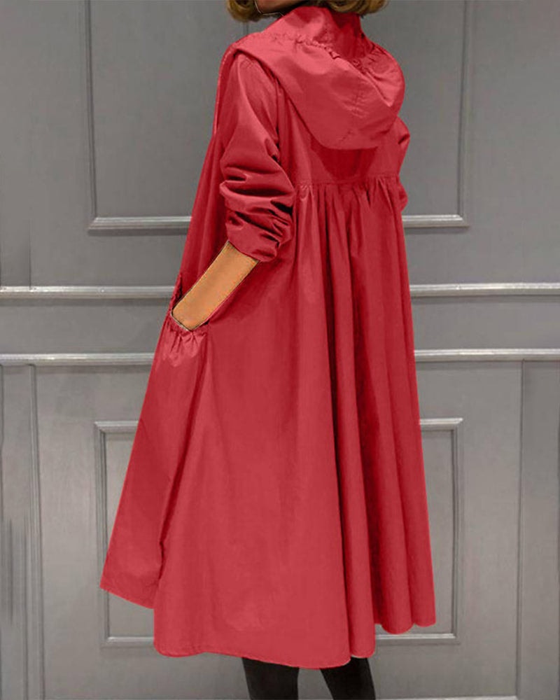 Maialen Hooded Oversized Cotton-Blend Trench Coat for Women