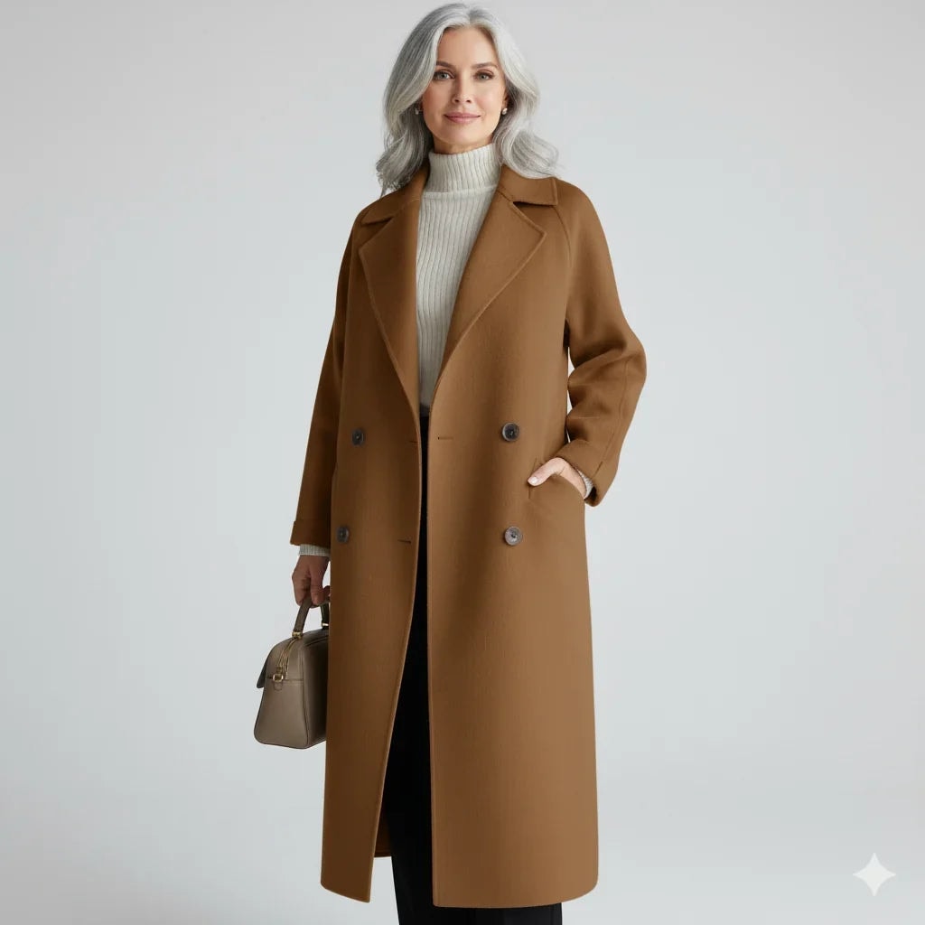 Eluned Double-Breasted Notch-Lapel Winter Coat for Women