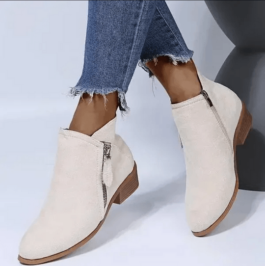 Women's Everyday Side Zip Ankle Boots with Stacked Block Heel and Soft Lining