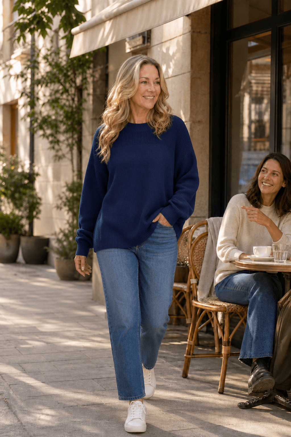 Women's Ribbed Dropped-Shoulder Oversized Knit Sweater