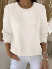Lorie Ribbed-Cuff Women's Knitted Sweater with Crew Neck