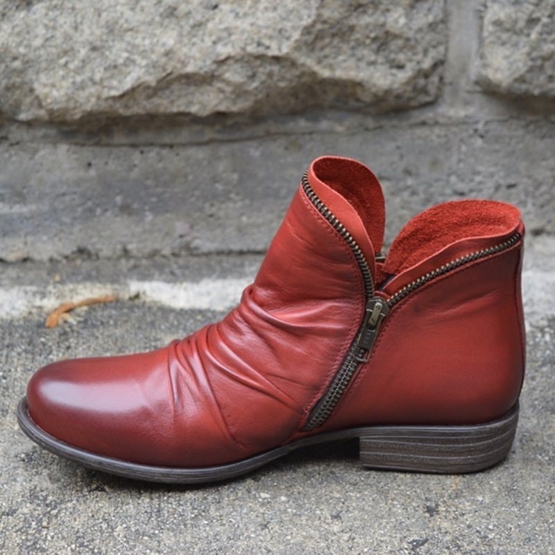Ruched Ankle Boots with Side Zipper for Fall Boots Wardrobe