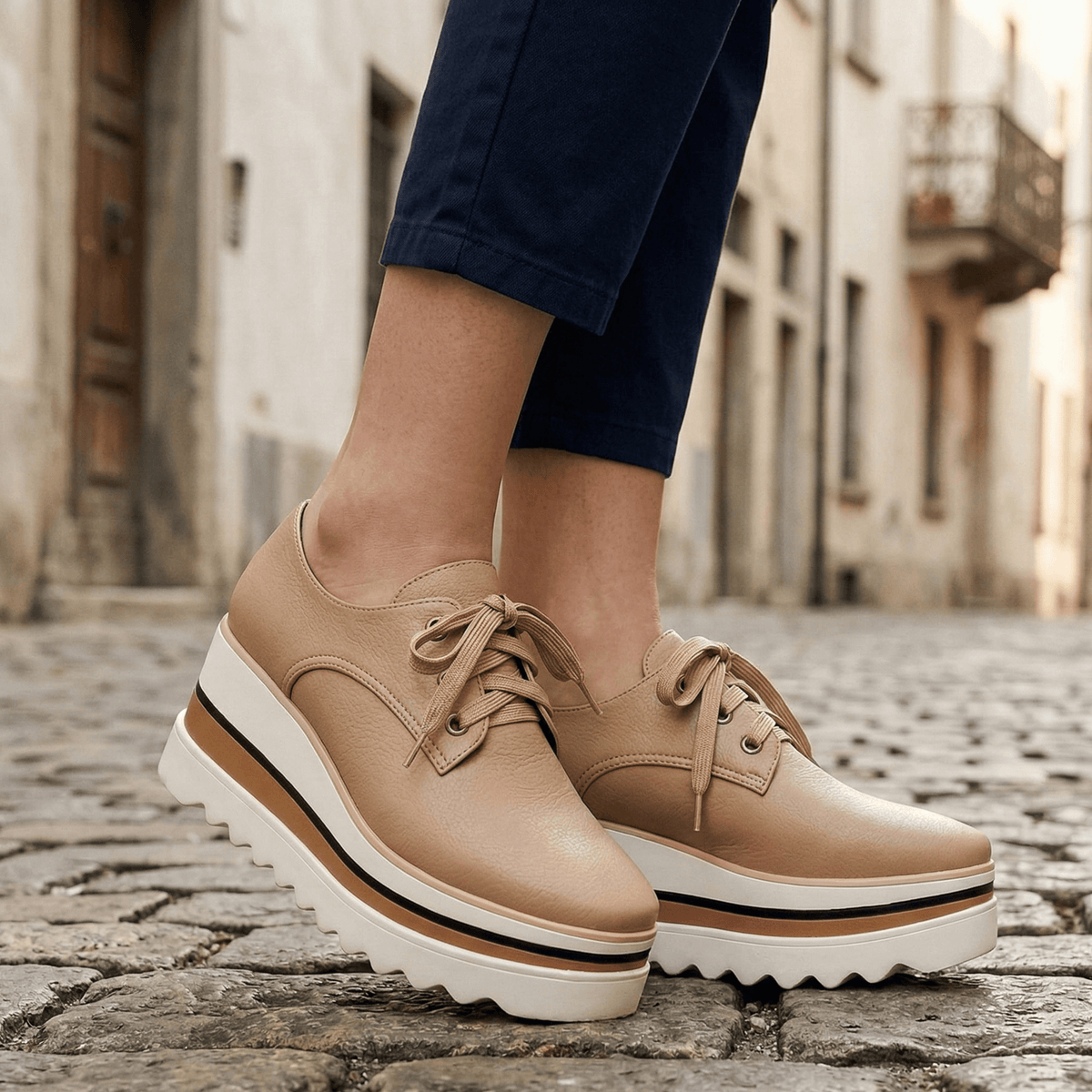 Lace-Up Platform Oxfords with Comfort Sole for Women