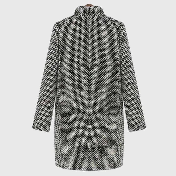 Rebeka Longline Houndstooth Wool-Blend Winter Coat for Women