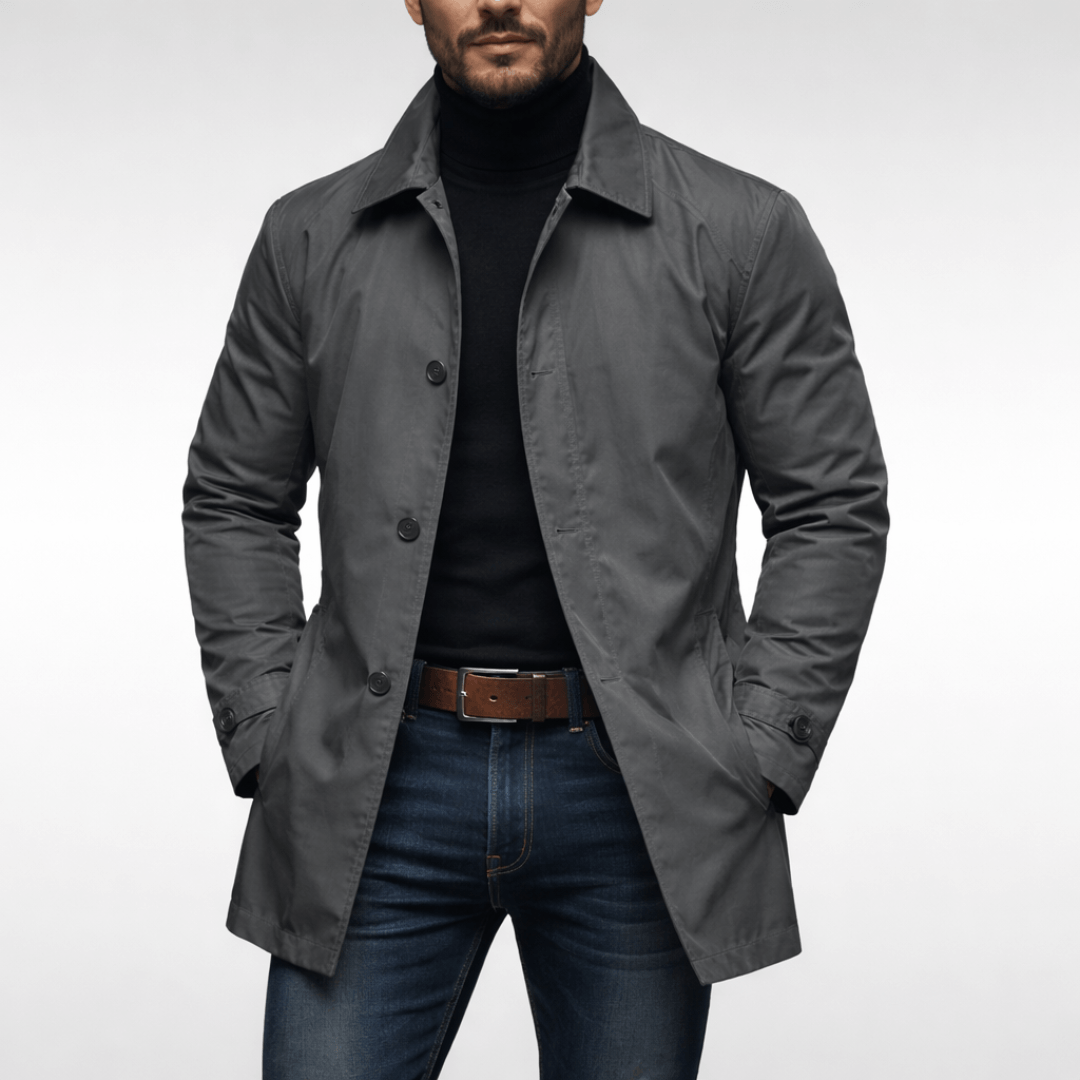 Water-Resistant Quilted-Lined Mac for Men