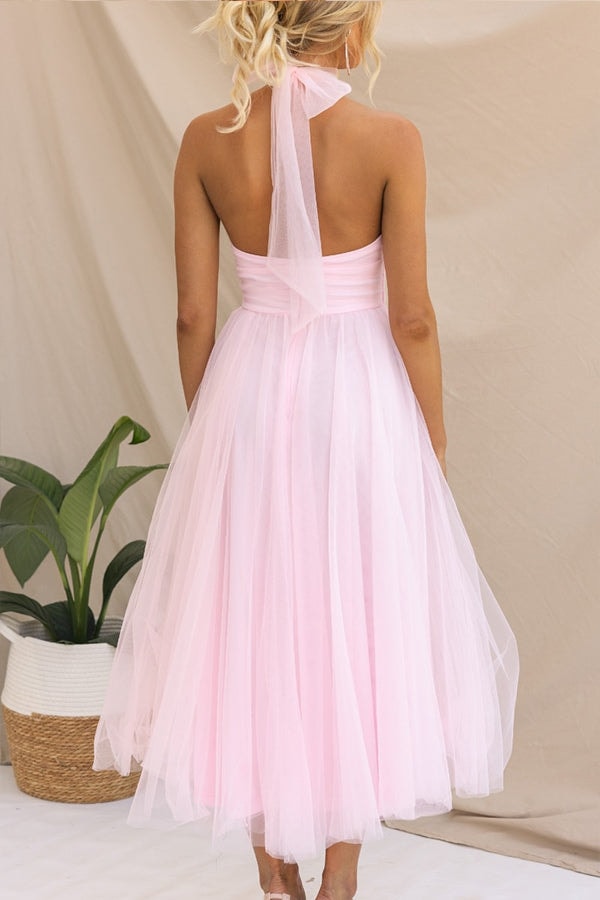 Aylin Tulle Halter-Neck Midi Homecoming Dresses for Prom Night