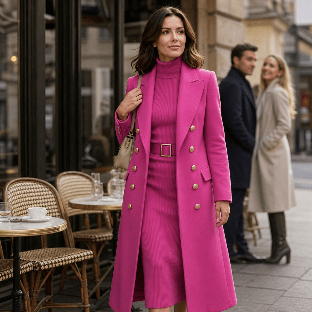 Women's Double-Breasted Structured Wool-Look Winter Coat