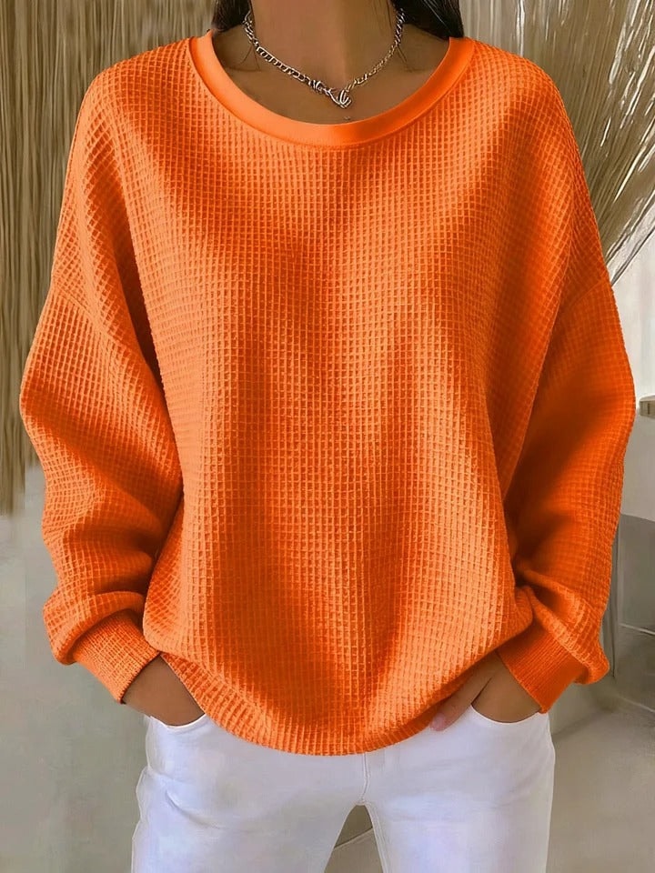 Lucille Waffle-Knit Oversized Pullover Sweater for Women