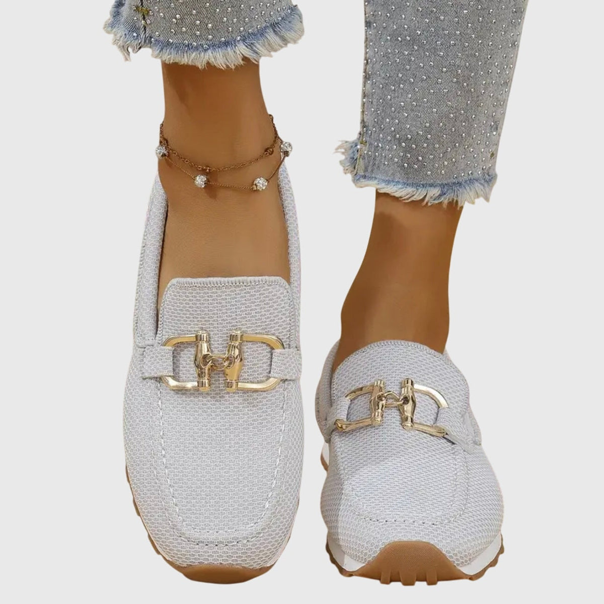 Lili Bit-Buckle Slip-On Sneakers with Cushioned Sole for Women