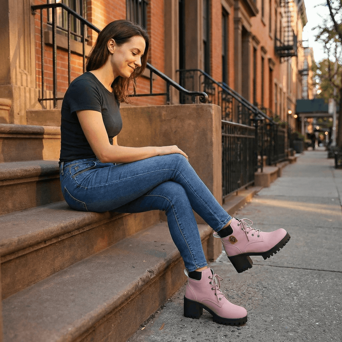 Stridara Chunky Platform Lace-Up Combat Women's Boots