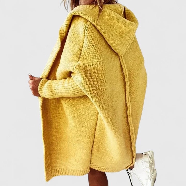Rosalynne Hooded Oversized Knitted Cardigan for Women with Pockets