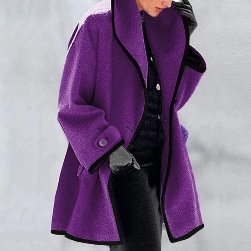 Iratxe Oversized Longline Women's Trench Coat with Contrast Trim