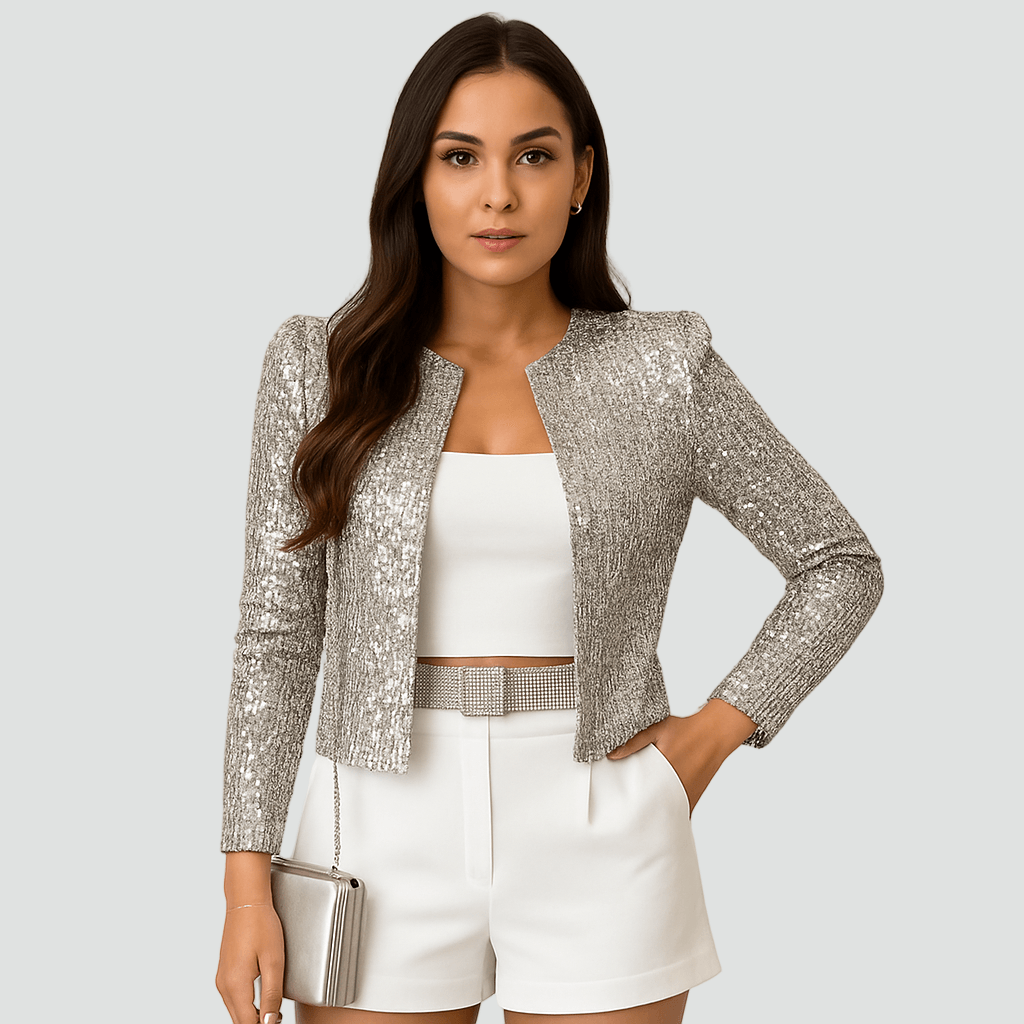 Cropped Sequin Open Front Evening Blazer Fall Jackets Women Will Love