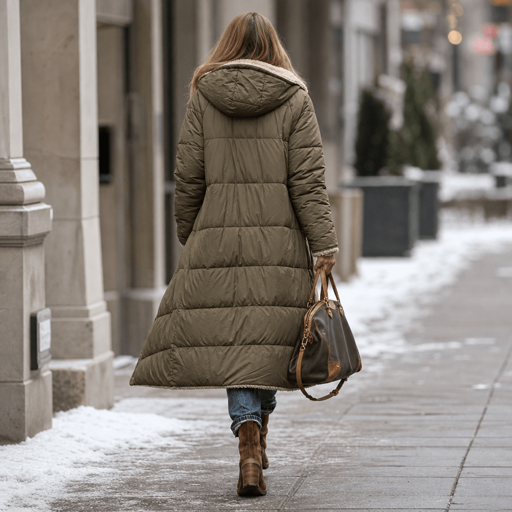Reversa Women's Reversible Hooded Long Winter Coat with Faux Shearling Lining