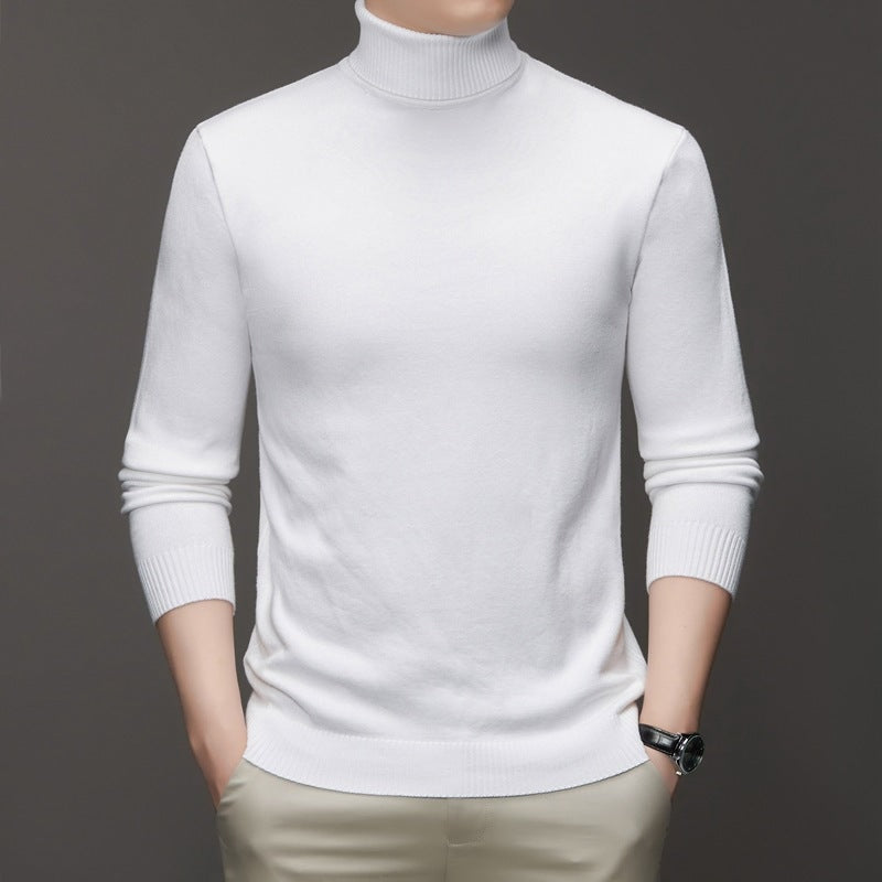 Ribbed Turtleneck Pullover Mens Sweaters with Long Sleeves for Fall Layering
