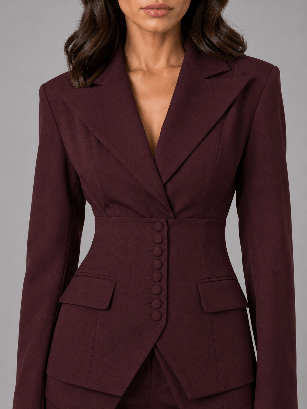 Women's Cinched-Waist Blazer and Wide-Leg Trouser Two-Piece Coordinate Set