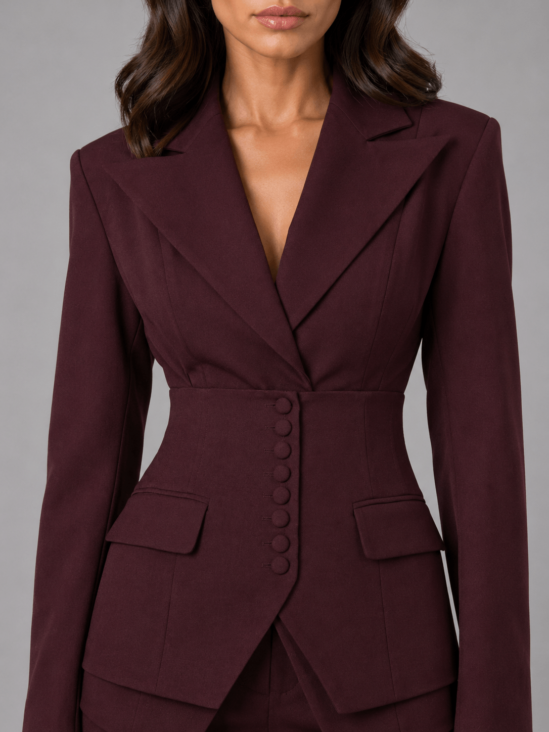 Women's Cinched-Waist Blazer and Wide-Leg Trouser Two-Piece Coordinate Set