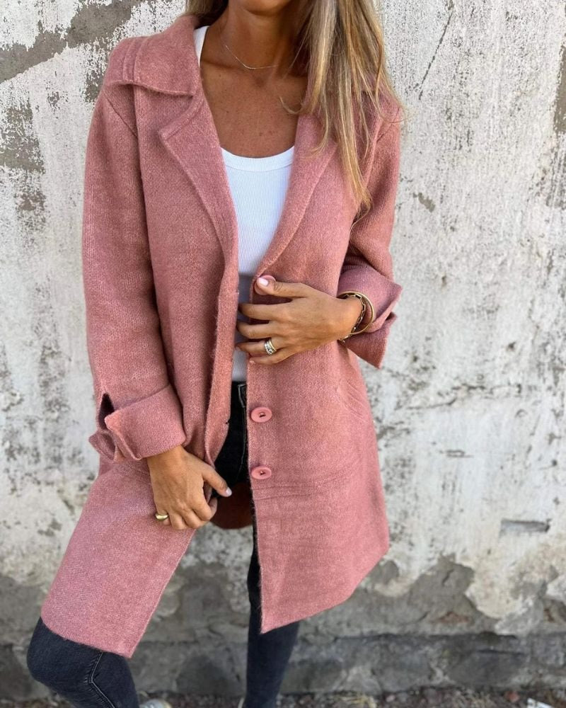 Cunégonde Oversized Notch-Lapel Longline Winter Coat for Women