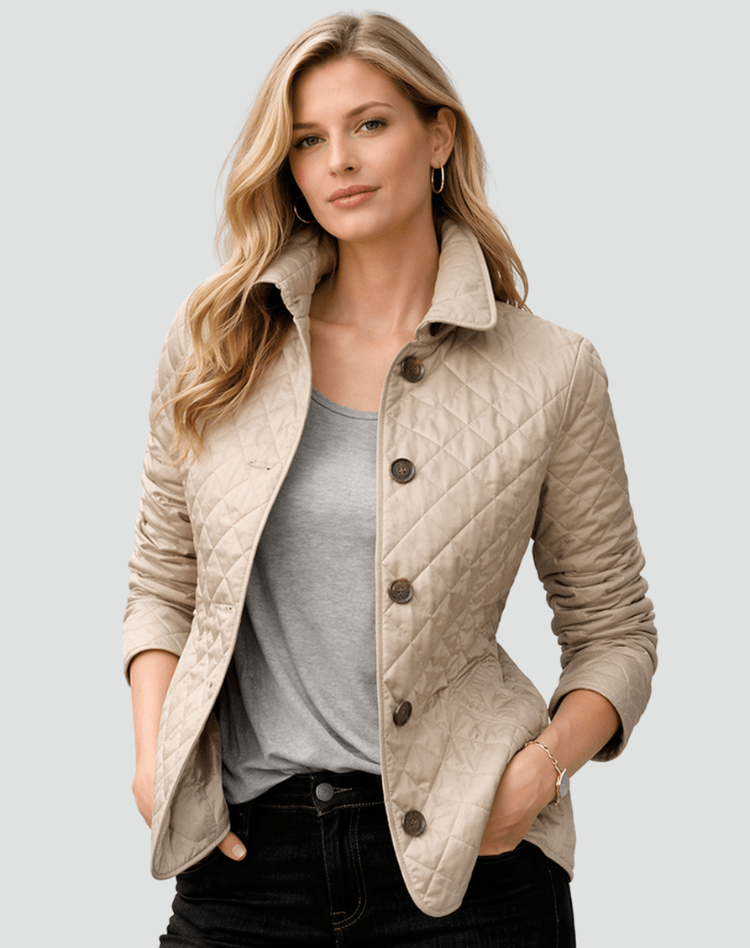 Quilted Button Front Jacket with Lightweight Padding for Fall
