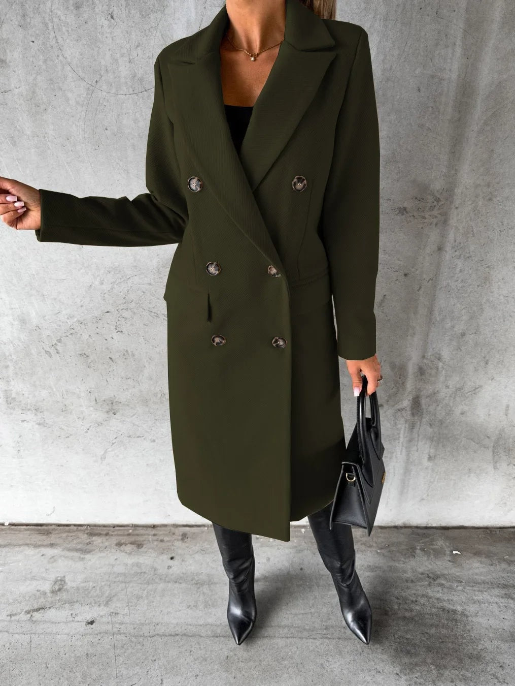 Sibilla Double-Breasted Longline Women's Winter Coat with Tailored Fit