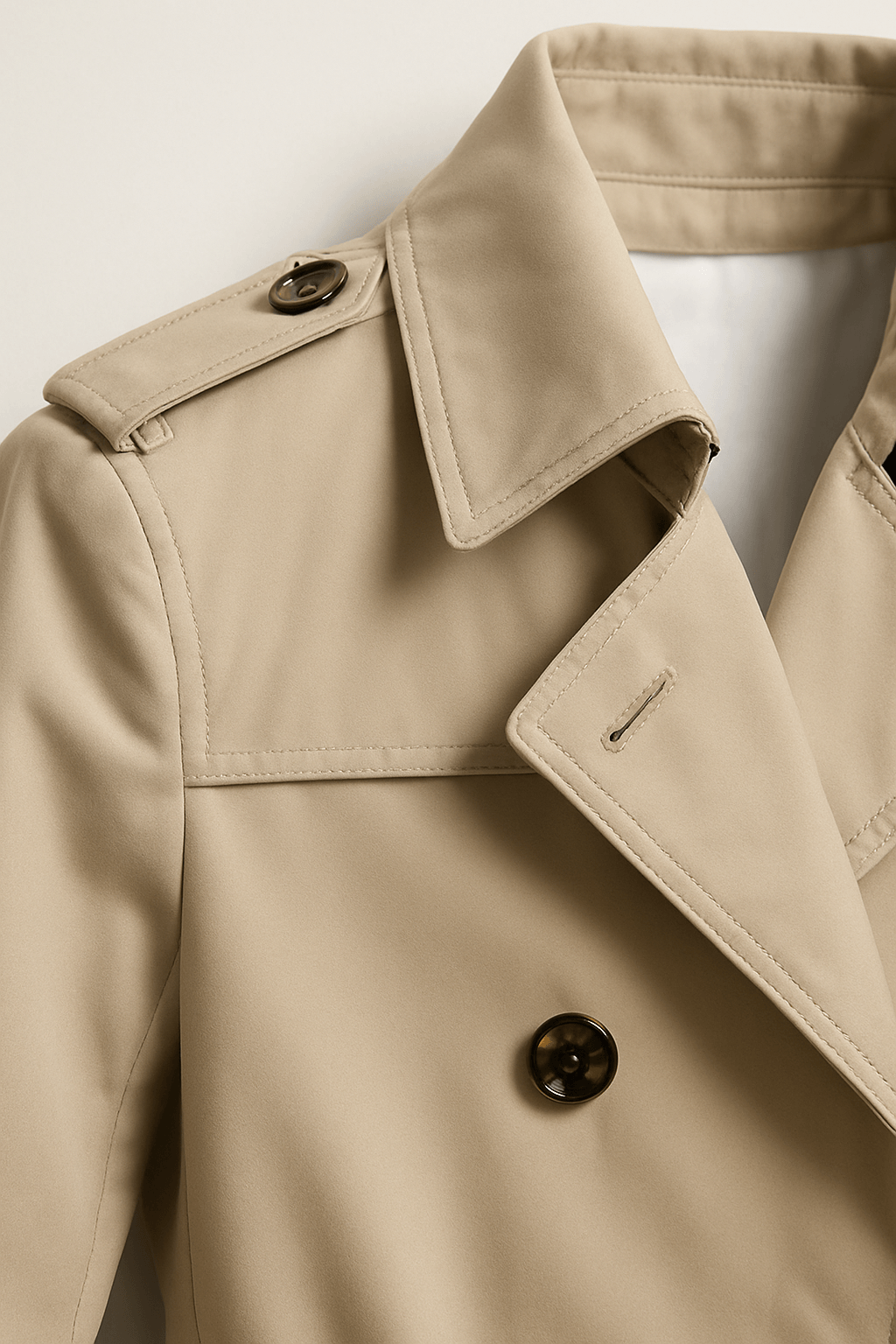 Men's Single-Breasted Mid-Length Belted Trench Coat with Epaulettes and Zip Chest Pocket