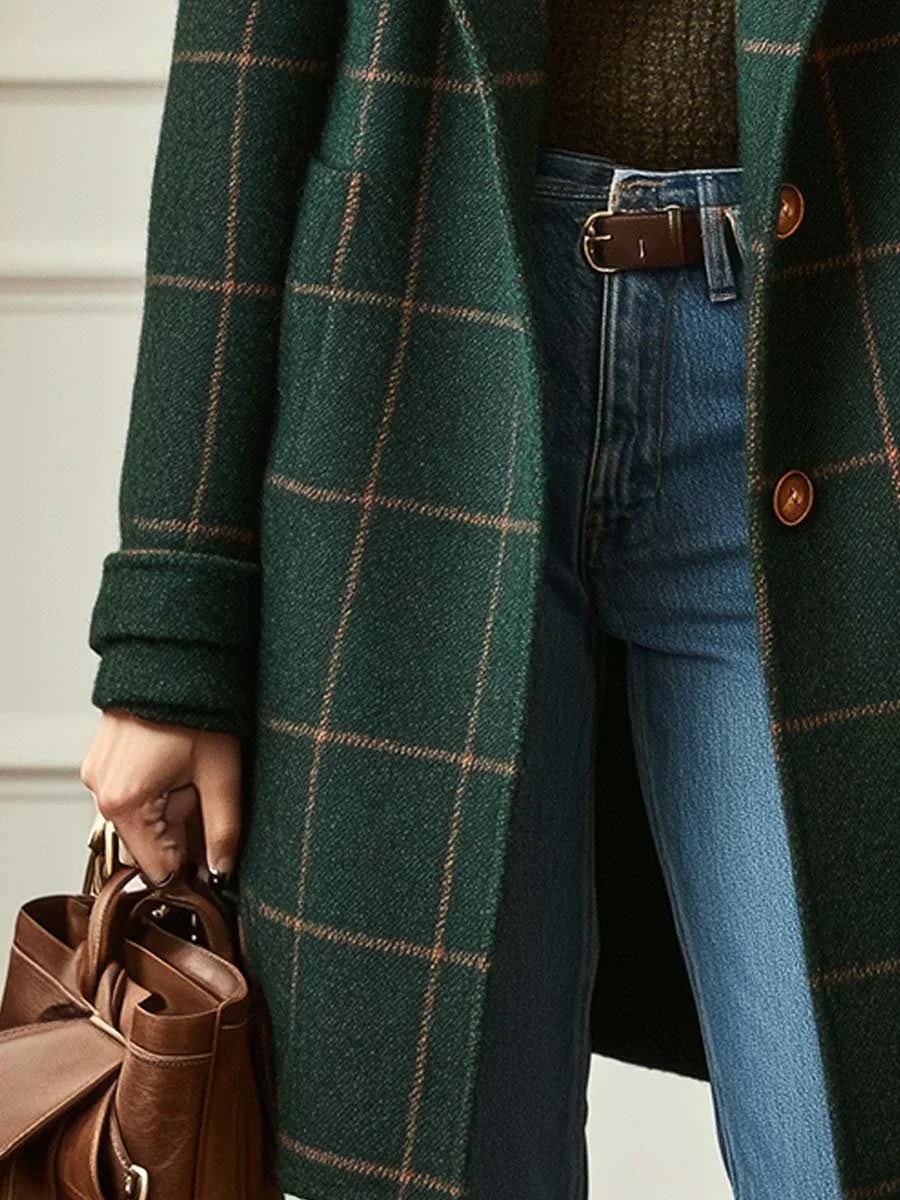 Deirdre Women's Plaid Notch-Lapel Oversized Wool-Blend Winter Coat