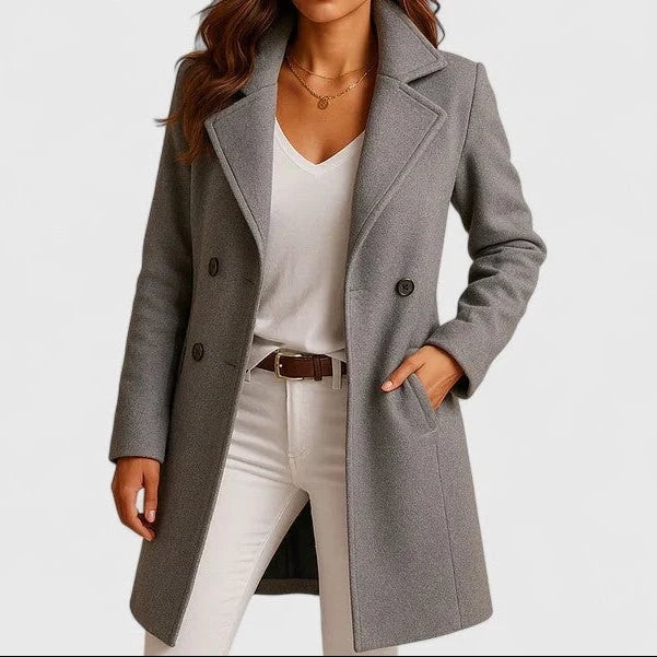 Briony Double-Breasted Notch-Lapel Winter Coat for Women