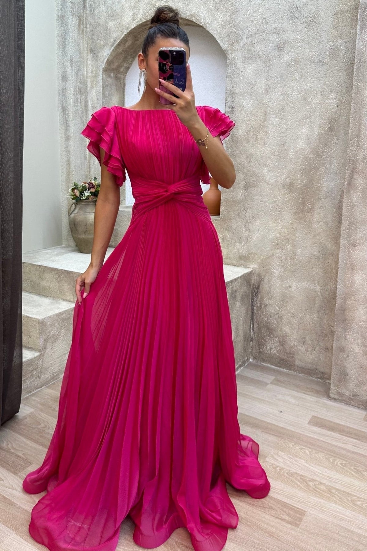 Calista Pleated Chiffon Maxi Dress for Women's Special Occasions
