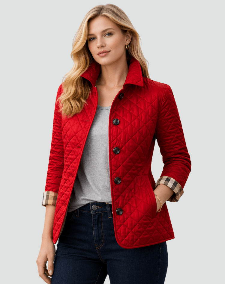 Quilted Button Front Jacket with Lightweight Padding for Fall