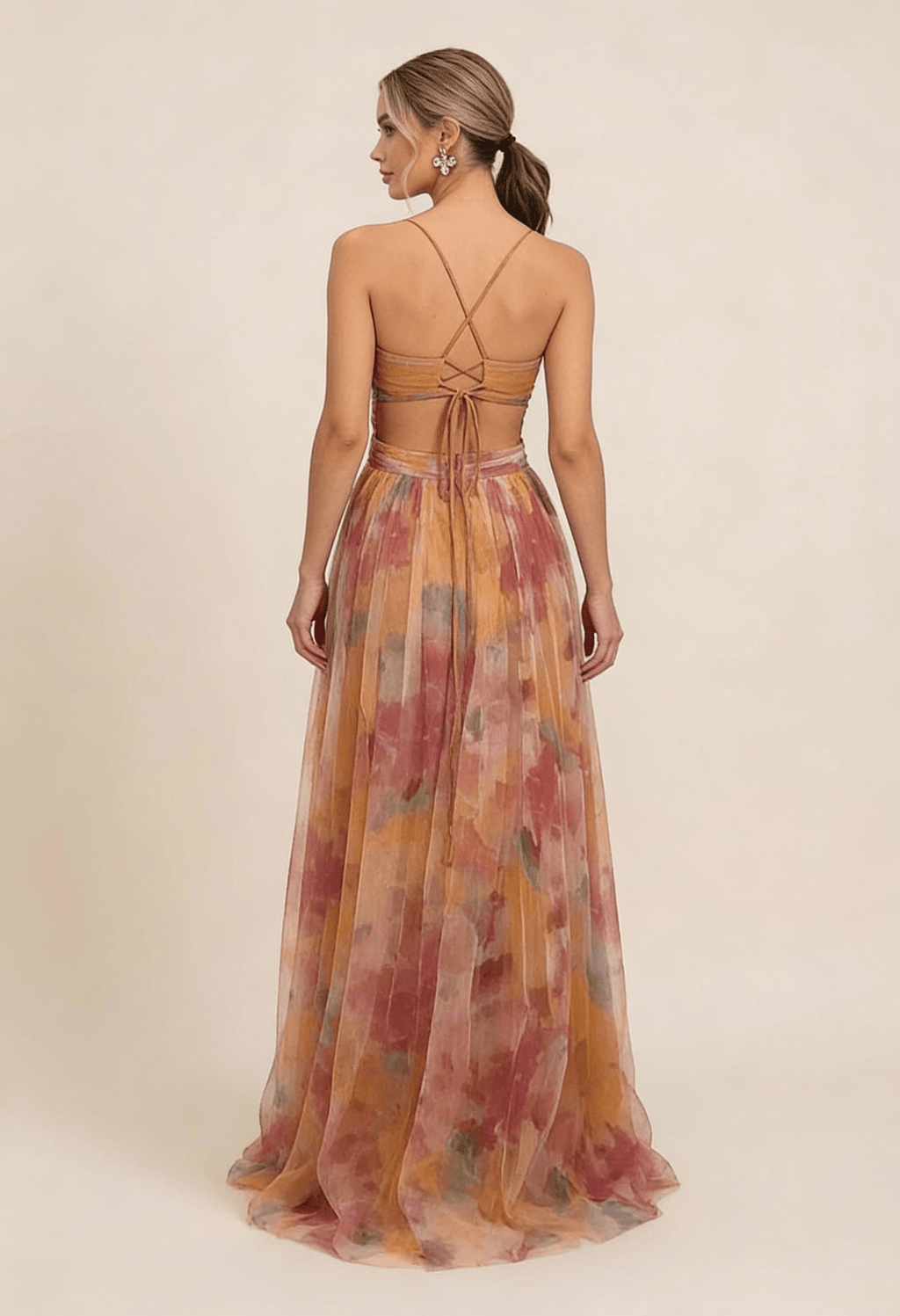 Angela Floral Print Cutout Waist Maxi Dress for Autumn Wedding Guests