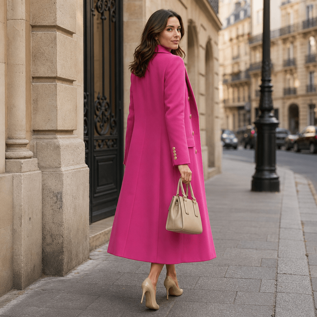 Women's Double-Breasted Structured Wool-Look Winter Coat