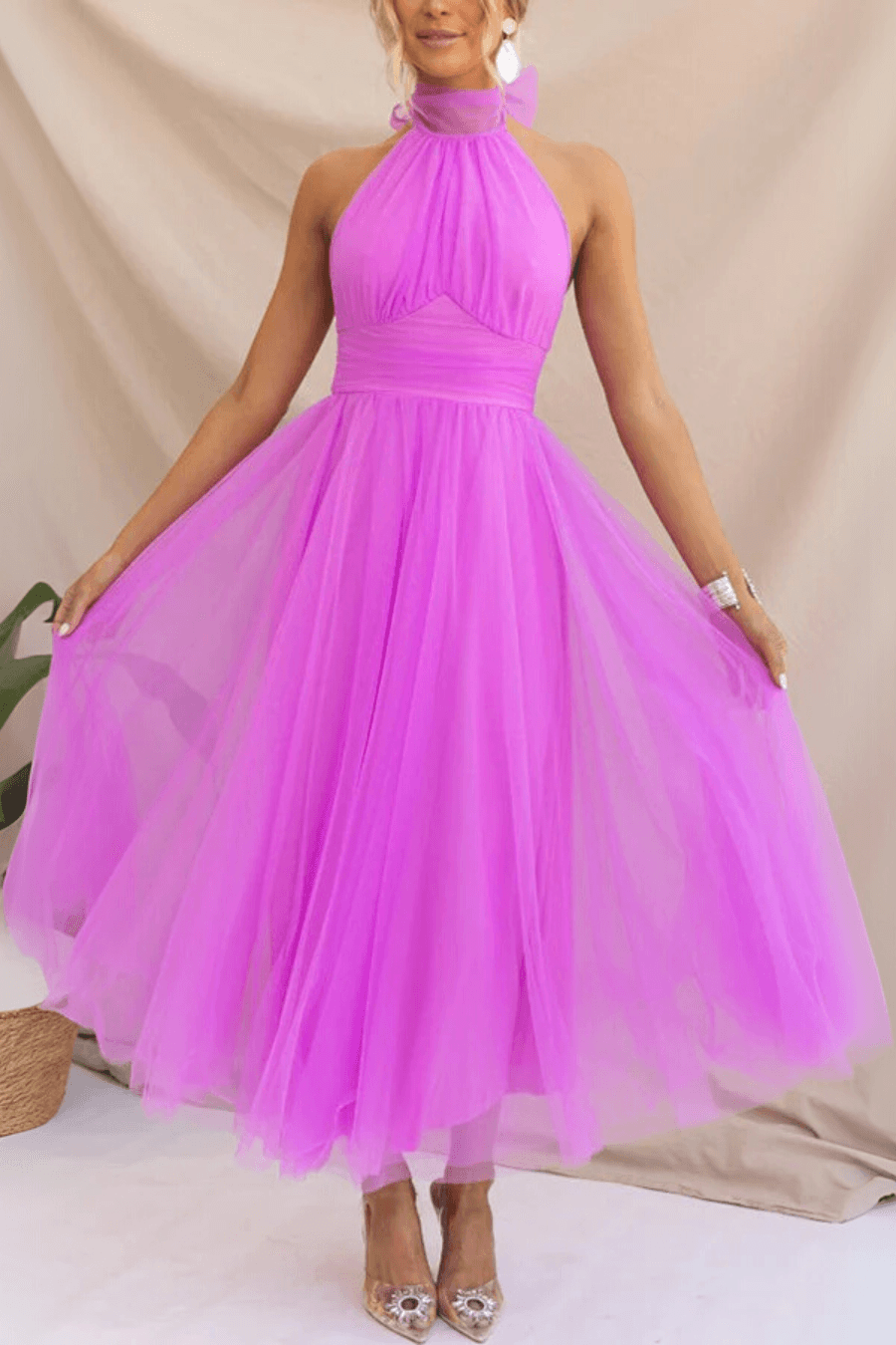 Aylin Tulle Halter-Neck Midi Homecoming Dresses for Prom Night