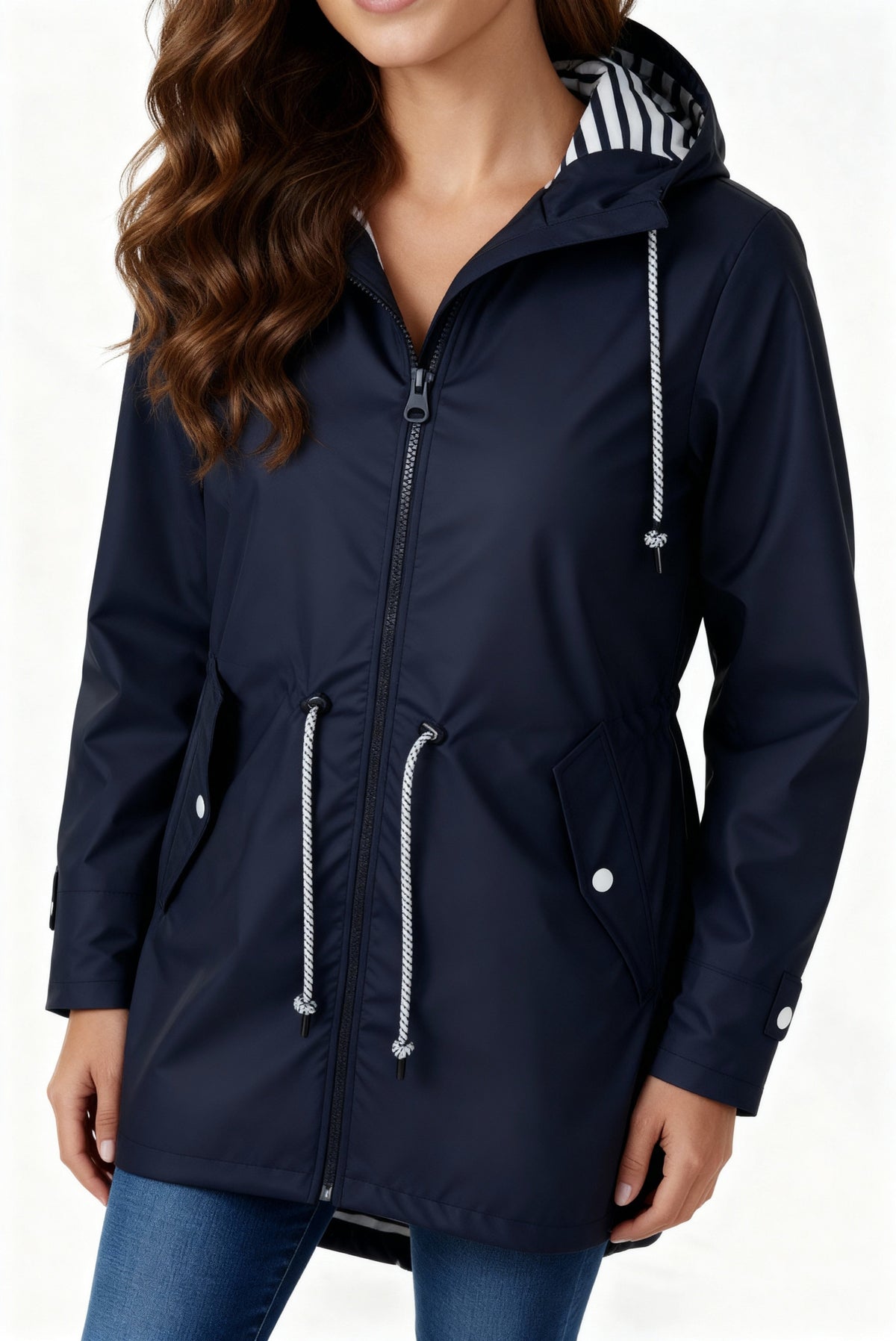 Cliodhna Hooded Oversized Women's Polyester Winter Coat with Drawstring Waist